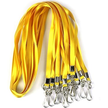 Ollain Bulk Lanyards Premium Cruise Lanyard Nylon Badge Lanyards Id Holder Perfect for Office Kids Teachers Yellow 100Pack
