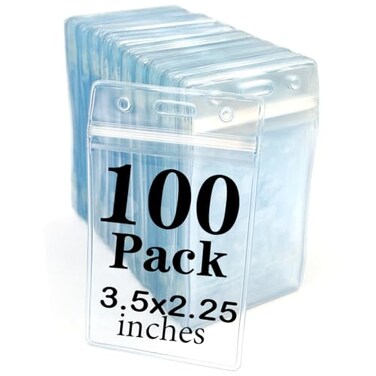 Bird Fiy Name Tag 100 Pack Badge ID Card Holders Clear Plastic Vertical Premium Badge Holder