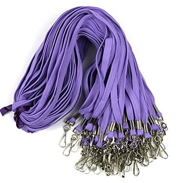 Beebel Lanyards 100 Pack Purple Lanyards with Swivel Hook Clips for ID Name Badge Holder Purple 100 Pack