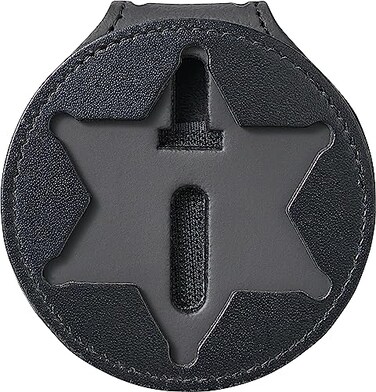 Perfect Fit Shield Wallets County of Los Angeles Sheriff SixPoint Star Belt Clip Badge Holder with Pocket and Chain Cutout PF622 Black Leather One Size
