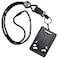 Specialist ID Vertical Top Load Three Card Badge Holder Hard Plastic with Heavy Duty Breakaway Lanyard w Quick Release Metal Clip Key Ring One Holder 3 Cards Inside Black