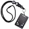 Specialist ID Vertical Top Load Three Card Badge Holder Hard Plastic with Heavy Duty Breakaway Lanyard w Quick Release Metal Clip Key Ring One Holder 3 Cards Inside Black
