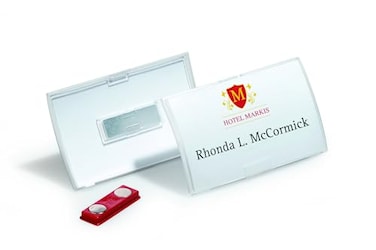 Durable Click Fold Convex Name Badge with Magnet Transparent 225 x 375 Inches Perfect for Events and Visitor Management Pack of 10