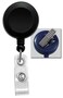 Brady People ID Black Round Badge Reel With Clear Vinyl Strap and Swivel Back 100 Per Pack 21207601