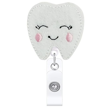Ceonam Felt ToothShaped Badge Holder with Clip Cute Dental ID Holder Gift for Nurses Dentists Dental Assistants Hygienists Medical Staff Uniform Office Identification
