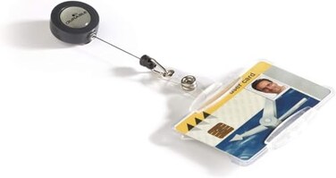 Durable Security Pass Holder 275 x 3625 Inches with Retractable Badge Reel Transparent Pack of 10 Badges Badge Reel Length 80cm