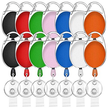 Orcielo 14 Packs Retractable Badge Holder Carabiner Badge Reel Multicolor Retractable Key Holder with Belt Clip
