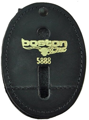 Boston Leather Oval Badge Holder with Swivel Plain Finish with Chain
