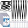 Marspark 200 Pcs ID Badge Holder with Lanyard Lanyards for ID Badges Resealable Flat Neck Name Tag with Clip Waterproof Plastic Clear Badges Bulk for School Office Supplies Black