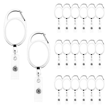 Fushing 20Pcs Retractable ID Badge Holders ID Badge Reels with Clip Retractable Badge Holders for Office Worker Doctor NurseWhite