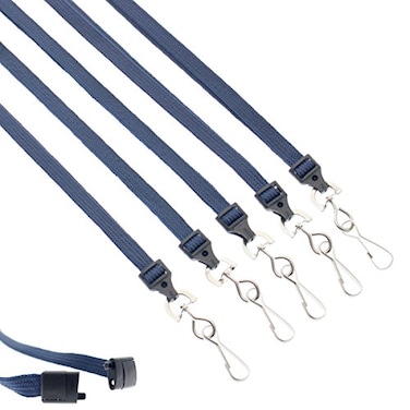 Specialist ID Bulk 25 Pack Premium Flat Breakaway Lanyards for ID Badges Badge Holders 38 Wide Woven Safety Lanyard with Metal Swivel Hook for Teachers Students Cruise Office Navy Blue