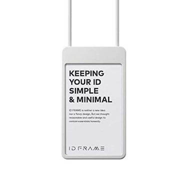 ID FRAME White Extensible Reel Card Holder with Adjustable Silicone Lanyard Minimalist 1Card ID Badge Holder with SoftTouch Finish Lightweight Durable for Office School Travel