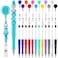 Sayglossy 24 Pcs DIY Beadable Kit Include 12 Beadable Ballpoint Pen Black Ink 12 Bead DIY Badge Reel Retractable ID Name with Belt Clip Holder for Nurse Teacher Making Gift Office School Supplies