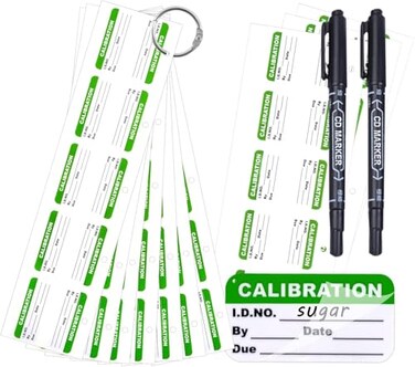 DLUGOPIS 100 Pack 175063 Self Laminating Calibration Labels with Marker Pen O Ring Stickers for NIST ISO9000 Calibrations Inventory Quality Control Organization