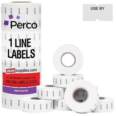 Perco Use by 1 Line Labels 1 Sleeve 8000 Use by Labels for Perco Lite X Plus and Pro 1 Line Date Guns