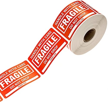 SBLABELS Fragile Labels 500 Handle with Care Shipping Warning Notice Stickers 2 x 3 Caution Do Not Drop Packing LabelsMade in The USA