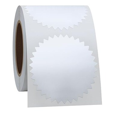 Hycodest 2 Certificate Paper Reward Stickers Embossing Labels with Serrated Edge 300 Stickers Matte Foil Paper Silver