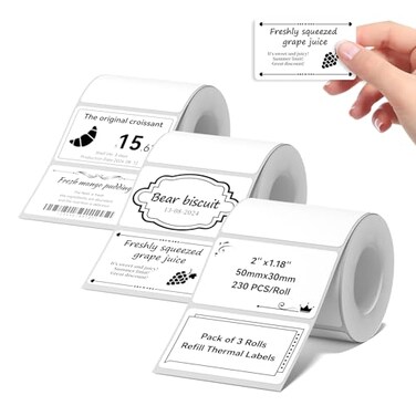 NIIMBOT B1B21B3S K3 Labels 3 Rolls 2 x 118 50x30mm Food Personalized Labels for HomeSchoolOffice