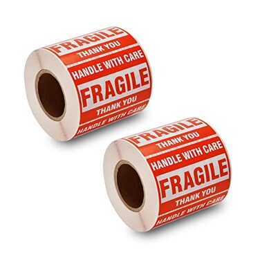 SJPACK 1000 Fragile Stickers 2 Rolls 2 x 3 Fragile Handle with Care Thank You Shipping Labels Stickers 500 LabelsRoll