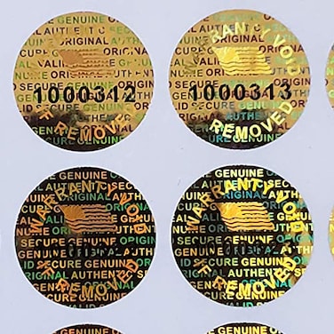 Dealimax Golden Color 14 MM 053 inch Round with Serial Number Hologram Labels Tamper Evident Stickers Security Void Seals Labels Brand 500