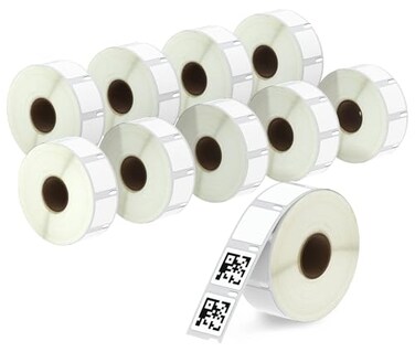 BETCKEY Compatible DYMO 30332 1 x 1 Square Multipurpose Labels Compatible with DYMO Labelwriter 450 4XL Zebra Desktop Printers 10 Rolls7500 Labels