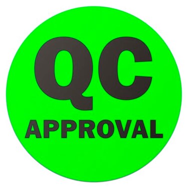 OfficeSmartLabels QC Approval Stickers 1 Inch Round Circle in Bright Neon Green QC Approval Labels for Quality Control Production Line Warehouse Inventory Management Inspection Stickers 300 Labels per