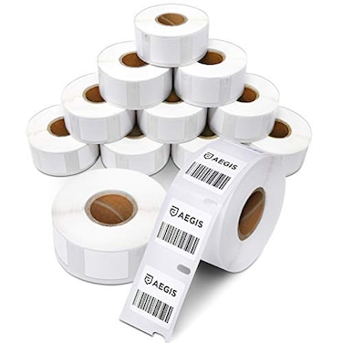 Aegis Adhesives Replacement for DYMO 30332 12 Rolls 9000 Labels 1 X 1 Direct Thermal Square Barcode Name Labels Compatible with DYMO LabelWriter 450 450 Turbo 4XL Not 550 5XL
