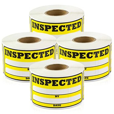OfficeSmartLabels Inspection Stickers 3 x 15 inch Rectangular Yellow 1200 Labels Inspection Stickers with Writable Space By Date for Inventory Quality Control Warehouse Shipping Handling Strong Adhesi