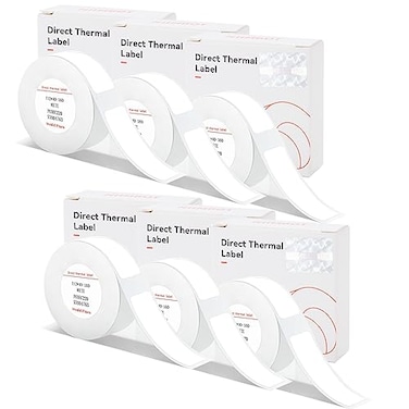 INeedIt NIIMBOT D11 D110 D101 Label Tapes 6 Rolls Adapted D11 Label Print Paper D110 Thermal Sticker Paper 047x 157 Waterproof Self Adhesive Labeling TapeWhite
