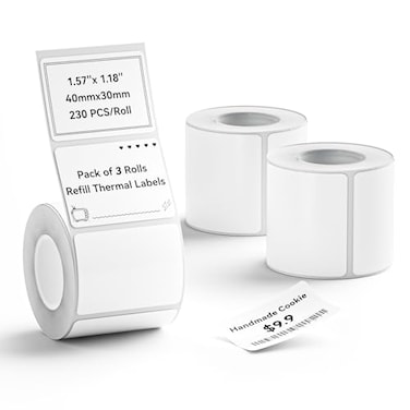 NIIMBOT 3 Rolls Set Label for B1B21B3S Label Printer 157 x 118 4030 mm Waterproof Thermal Labels for Mason JarPantry Kitchen Organization White
