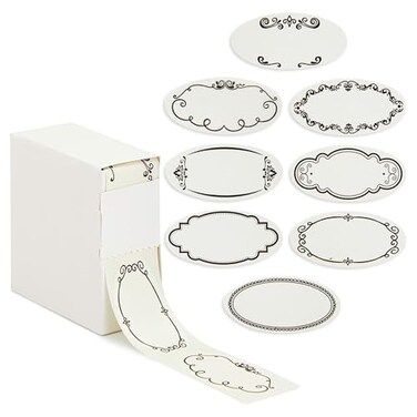 Juvale Dissolvable Food Labels 300 Pack White Rectangular 11 x 225 in Canning Jar Labels Pantry Freezer Container Stickers 8 Unique Designs