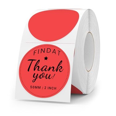 FINDAT Round Thermal Labels 2 Inch Vinyl Circle Red Direct Printer Stickers Waterproof SelfAdhesive Decals Label for Logo Design Sealing Office Address 500 PCS