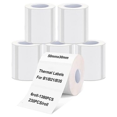 BrokSilent Thermal Labels Maker Tapes for B21B3SB1 Printer191 X 118 50 X 30mm 230 LabelsRollMultiPurpose Adhesive Labels Sticker Paper for Home Office Small Business Address School6 Rolls White