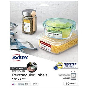Avery Printable Dissolvable Rectangle Labels 114 x 238 White 90 Customizable Labels 4224