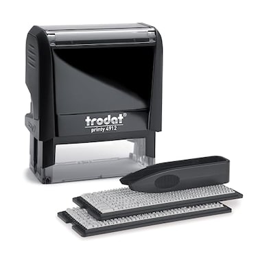 Trodat Printy 4912 Self Inking Do it Yourself DIY 4 line Personalized Custom Message or Address Stamp kit with Black Ink Impression Size 34 x 178 inch Black