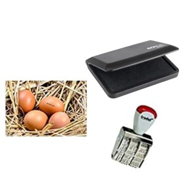 Handy Stamps Quality Value Speedy Service Egg Dater KIT Includes 3mm Rubber Date Stamp and Ink pad containing Egg Safe Ink Black