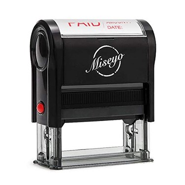 Miseyo Paid Stamp Self Inking with Date Check Number Amount Red Ink
