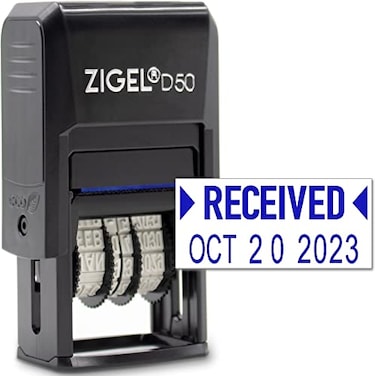 ZIGEL D50 Date Stamp with Received Self Inking Date Stamp Blue
