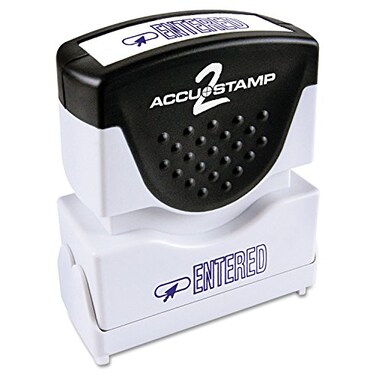 ACCUSTAMP2 Message Stamp with Shutter 1Color ENTERED 158 x 12 Impression PreInk Blue Ink 035573
