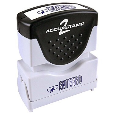 ACCUSTAMP2 Message Stamp with Shutter 1Color ENTERED 158 x 12 Impression PreInk Blue Ink 035614