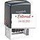 ExtraMark S1025 Professional Self Inking Office Date Stamp with Entered Phrase Style P Red Color Ink