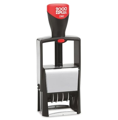 2000 PLUS 4In1 Message Date Stamp ENTERED FAXED RECEIVED PAID SelfInking 134 x 118 impression Red and Blue Ink 011035