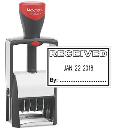 MaxMark Heavy Duty Self Inking Date Stamp with Phrase Received Black Ink