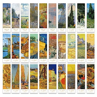 Doraking 30PCS Van Gogh Art Works Paper Bookmarks for Book Lovers Boxed Famous Print Bookmarks Set Painting