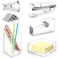 Gersoniel 6 Pieces Clear Office Desk Accessories for Student Back to School Office Supplies Include Acrylic Tape Dispenser Notepad Holder Stapler Pen Holder Staple Remover for Student Teacher
