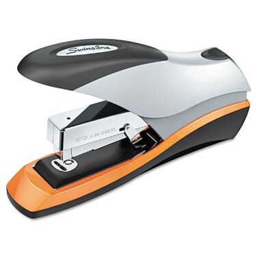 Swingline Stapler 70 Sheet Capacity Optima 70 Jam Free Reduced Effort Soft Grip Metal SilverBlackOrange 87875