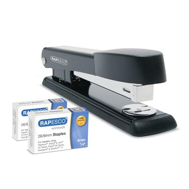 Rapesco 1602 Marlin Stapler with 2000 Staples Type 266mm 14 25 Sheet Capacity NonSlip Base Metal Office Stapler Uses Type 26 and Type 24 High Capacity Staples