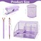 Fayoo 15 Pcs Purple Office Supplies Set Mesh Desk Organizer Accessories Kit Include Stapler Tape Dispenser Staple Remover Clips Ruler Scissors Sticky Notes for Office School Home Women Purple