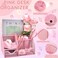 LXEVIHK Pink Desk Accessories 24Pcs Pink Office Supplies and Desk Organizers with Tape Dispenser Stapler Staple Remover Ect Gift Box Packaging