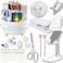 suniya Office Supplies White Desk AccessoriesDesk OrganizerPhone StandScissorsStaplerTape DispenserBinder clipsStaplesstaple removerSticky NotesIndex TabsClear TapeMini Box CutterCool Pen16pcs